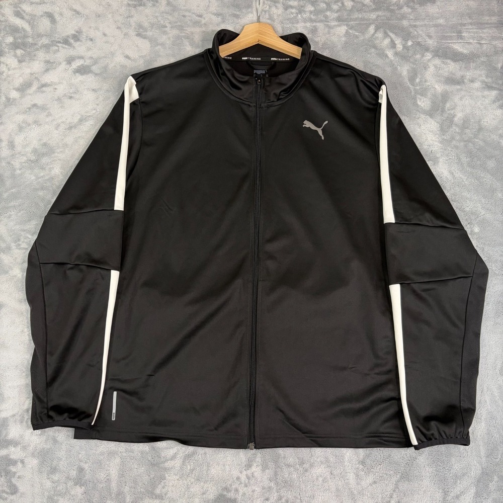 Puma Training Mens 2XL Track Jacket DryCELL Tricot Black White Lightweight Gym